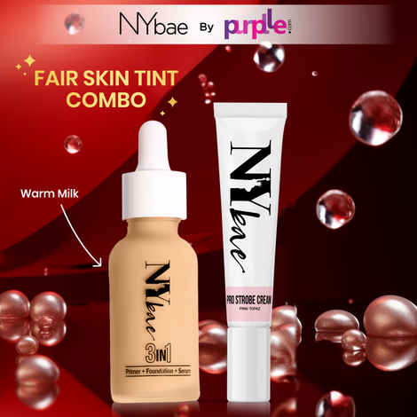 Buy NY Bae Strobe Skin Tint Combo - Fair Skin | Strobe Pink Topaz | Warm Milk Foundation | Skin Tint | Glowy Korean Skin | Fair Skin Tone | Everyday Makeup Kit 12 gm - Purplle
