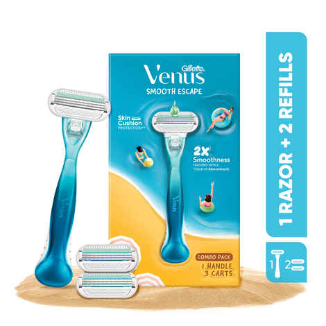 Buy Gillette Venus Smooth Combo pack | Razor plus 2 refills | Aloe vera smooth 1 pc - Purplle