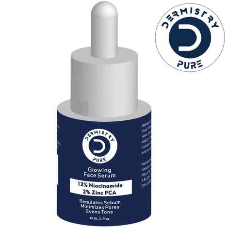 Dermistry Pure 12% Niacinamide 2% Zinc Face Serum Reduces Oil Controls Sebum Blemishes Minimize Pores & Evens Tone, Removes Dark Spots Skin Lightening Brightening Glowing Repair Acne Marks Scars & Pimples UV Protection - 30 ml