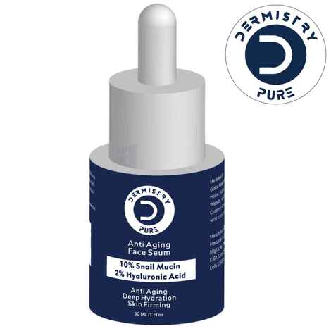 Dermistry Pure 10% Snail Mucin + 2% Hyaluronic Acid Anti Aging Moisturizer Face Serum Repairs Fine Lines Wrinkles Collagen Boost Skin Lifting Firming Tightening Deep Hydrating Moisturizing Anti Ageing 30 ml