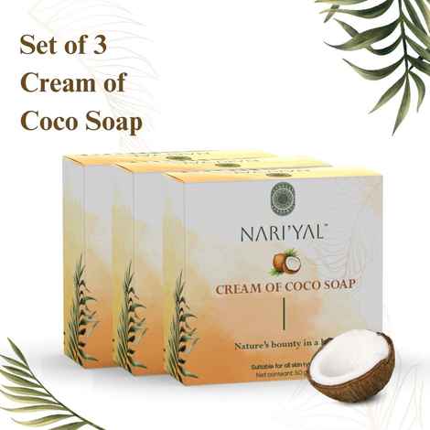 NARI'YAL Set Of 3 Cream Of Coco Soap with De-Tan Properties - 300 gm