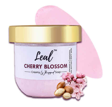 Leal Cherry Blossom Bath Cream Whipped Soap | Moisturising Body Wash Enriched with Shea Butter & Grapeseed Oil | Soap-free & Sulphate-free formula - 160 gm
