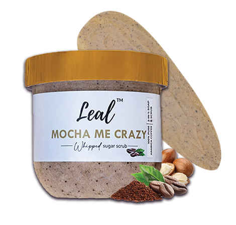 Leal Mocha Me Crazy Whipped Face & Body Coffee Scrub | Enriched with Coffee, Sugar & Shea Butter | 2-in-1 Scrub & Soap for Exfoliating Dead Skin, Tan Removal & Blackheads - 200 gm