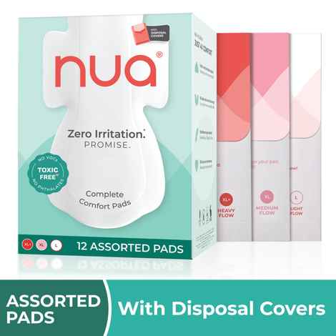 Nua Complete Comfort Assorted Pads (with Disposal Covers), 12 pcs