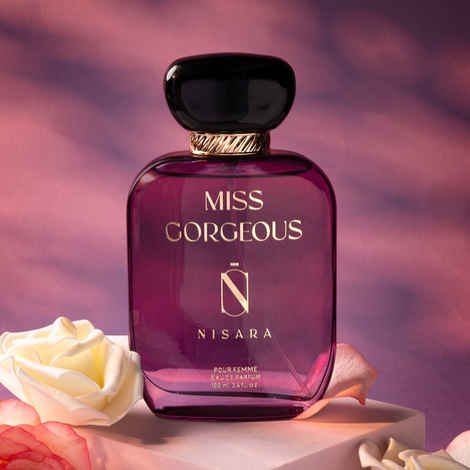 Buy Nisara Miss Gorgeous Perfume For Woman 100 ml | Long Lasting Eau De Parfum | Floral-Fruity-Green Fragrance | With Pear,Bergamot,Rose,Cedarwood,Musk,Amber,Vanilla | EDP Scent spray for Woman | Premium Perfume For Her - Purplle