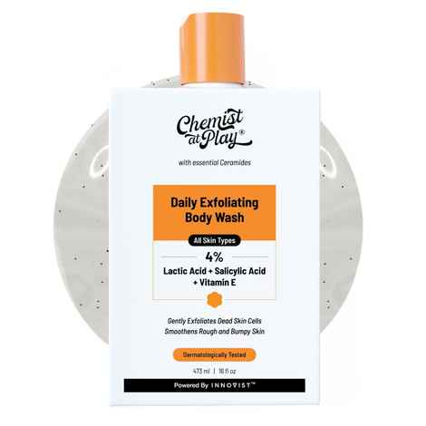 Chemist at Play Exfoliating Body Wash | Salicylic Acid, Vitamin E & Lactic Acid | Softens Skin (473 ml)