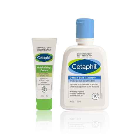 Cetaphil Gentle Cleansing & Moisturizing Combo of 2 [Cetaphil Gentle Skin Cleanser (125 ml) + Cetaphil Moisturising Cream (80 g)]