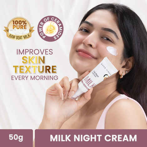 Buy Good Vibes Skin Repair Milk Night Cream with 100% Pure Raw Goat Milk | Improved Skin Texture Every Morning| Infused with Ceramides | Suitable for Dry Skin | All Skin Types (50 gm) - Purplle
