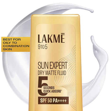 Buy Lakme Sun Expert Dry Matte Fluid SPF 50++++ Sunscreen with 1% niacinamide & ceramide for oily skin 50 ml | No Whitecast and Quick Absorption - Purplle