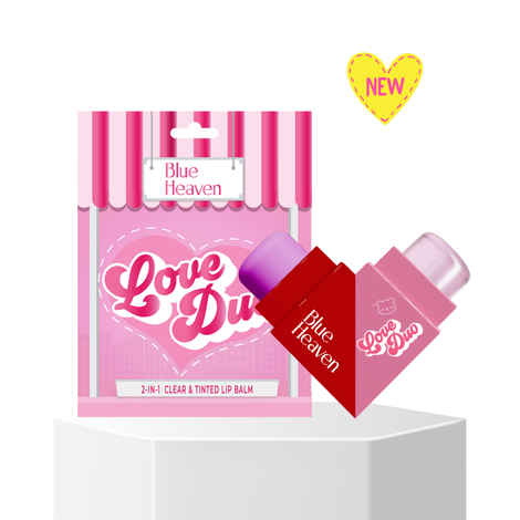 Blue Heaven Love Duo Dual-Sided, Clear & Tinted Lip Balm | Long Lasting Hydration | Enriched with Shea Butter & Aloe Vera | SPF Protection |BAE (clear+ Watermelon, 2.5gm*2
