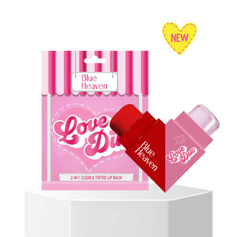 Blue Heaven Love Duo Dual-Sided, Clear & Tinted Lip Balm | Long Lasting Hydration | Enriched with Shea Butter & Aloe Vera | SPF Protection |HunBun (Clear+ Cherry), 2.5gm*2