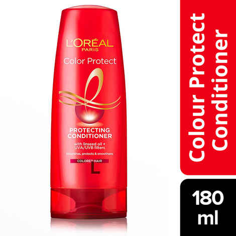 L'Oreal Paris Conditioner, Vibrant and Revived Colour Protects from UVA & UVB, For Colour-treated Hair, Colour Protect, 180 ml