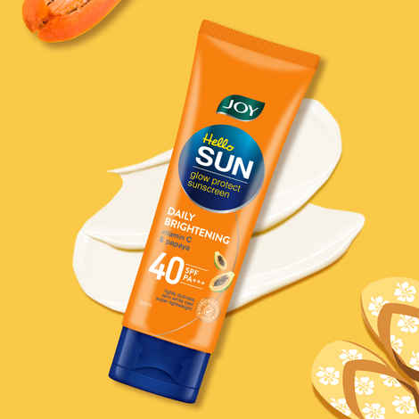 Buy Joy Hello Sun Glow Protect Sunscreen Daily Brightening SPF40 PA+++ (50 ml) | 97% Sun Protection Prevents Skin Darkening | Lightweight Water Resistant | No White Cast - Purplle