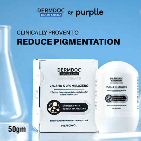 DERMDOC 7% AHA & 2% Melazero BrightGuard Underarm & Body Brightening Roll On (50 gm) | Treats Darkened Skin Areas, Underarm & Body Hyperpigmentation | Suitable For All Skin Types