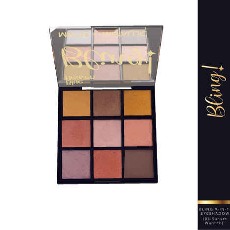 Blue Heaven Bling 9 in 1 Eyeshadow Palette | Highly Pigmented and Easily Blendable Eye Makeup | Matte & Metallic Shades | Long Lasting and Lightweight | Sunset Warmth, 9 gm