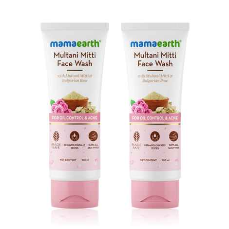 Buy Mamaearth Multani Mitti Face Wash with Multani Mitti & Bulgarian Rose For Oil Control & Acne (100 ml) - Pack of 2 - Purplle
