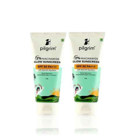 Pilgrim 2% NIACINAMIDE GLOW SUNSCREEN SPF 50 PA+++ Broad Spectrum UVA/UVB Protection - Pack of 2
