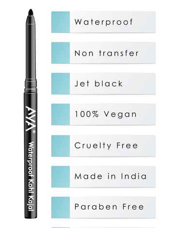 AYA Eye Make up Combo of 2 - 24 Hrs Long Lasting & Waterproof Eyeliner Metallic Blue (5 ml) + Waterproof Kohl Kajal Jet Black (0.28 gm)