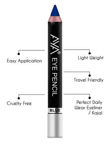 AYA Eye Make up Combo of 2 - Eye Kajal Pencil Blue, 2.8 gm + Waterproof Eyeliner Blue, 5 ml