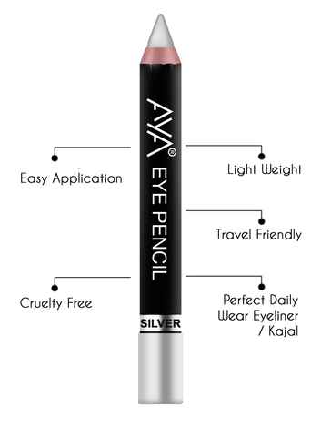 AYA Eye Make up Combo of 2 - Eye Kajal Pencil Silver, 2.8 gm + Waterproof Eyeliner Silver, 5 ml