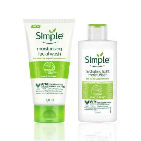 Buy Simple Kind To Skin Moisturising Face Wash (150 ml) + Hydrating Light Moisturiser (125 ml) - Purplle