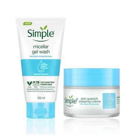 Buy Simple Water Boost Micellar Gel Facial Wash (150 ml )+ Water Boost Skin Quench Sleeping Creme|(40 gm) - Purplle