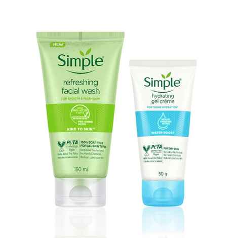 Buy Simple Kind To Skin Refreshing Face Wash (150 ml)+ Simple Water Boost Hydrating Gel Creme 50 gm - Purplle