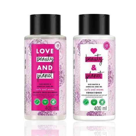 Buy Love Beauty Planet Rice Water & Angelica Seed Oil Silicone Free Shampoo for curly & wavy hair- (400 ml ) + Conditioner (400 ml) - Purplle
