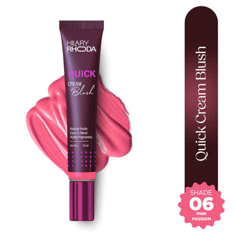 Hilary Rhoda Quick Cream Blush | Highly Pigmented & Dewy Finish | Buildable Coverage | Weightless & Easy to Apply | 20 ml (Pink Passion- Shade 6)