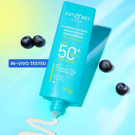 Buy Dot & Key Blueberry Hydrate Barrier Repair Sunscreen SPF 50+, PA++++ - With Hyaluronic & 5 Ceramides | In Vivo Tested Sunscreen All Skin Types with 7 UV Filters | 80 gm - Purplle