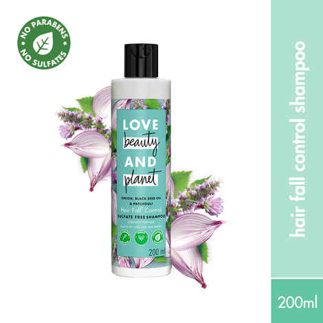 Love Beauty Planet Onion, BlackSeed & Patchouli Hairfall Control Sulfate Free Shampoo, 200 ml
