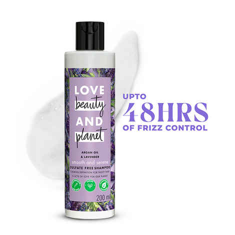 Love Beauty Planet Argan Oil and Lavender Sulfate Free Smooth and Serene Shampoo, 200 ml