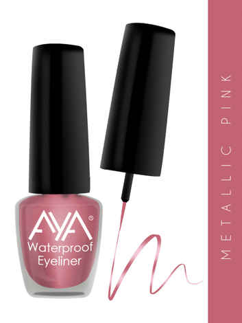 AYA Eye Make up Combo - 24 Hrs Long Lasting & Waterproof Eyeliner Metallic Pink (5 ml) + Waterproof Kohl Kajal Jet Black (0.28 gm) Combo of 2