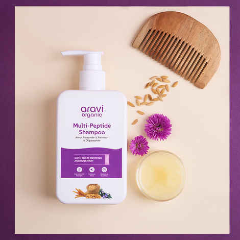 Aravi Organic Multi Peptide Hairfall Shampoo | With Acetyl Tripeptide-3, Palmitoyl Oligopeptide & Rosemary | Strengthens Hair & Reduces Hair Fall | Sulfate & Paraben Free | For All Hair Types – 200 ml