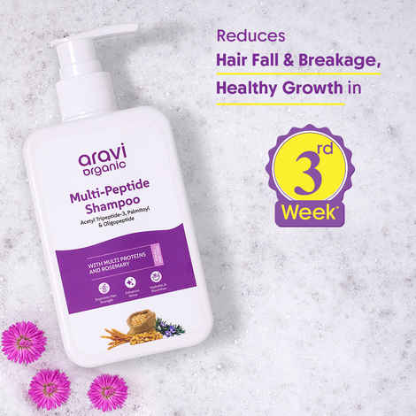 Aravi Organic Multi Peptide Hairfall Shampoo | With Acetyl Tripeptide-3, Palmitoyl Oligopeptide & Rosemary | Strengthens Hair & Reduces Hair Fall | Sulfate & Paraben Free | For All Hair Types – 200 ml