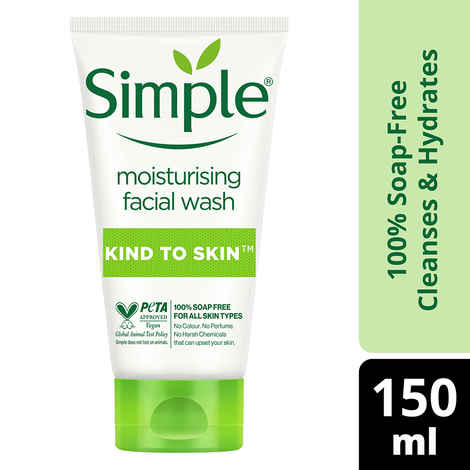 Simple Kind To Skin Moisturising Face Wash (150 ml) | For All Skin Types | No Soap, No Added Perfume, No Harsh Chemicals, No Artificial Color, No Alcohol and No Parabens