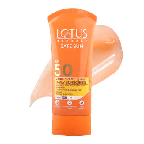 Buy Lotus Herbals Safe Sun Vitamin C Matte Gel Daily Sunscreen | SPF 50 | PA+++ | Paraben Free | Dermatologically Tested | Anti Pollution | Normal / Oily Skin | 100 gm - Purplle