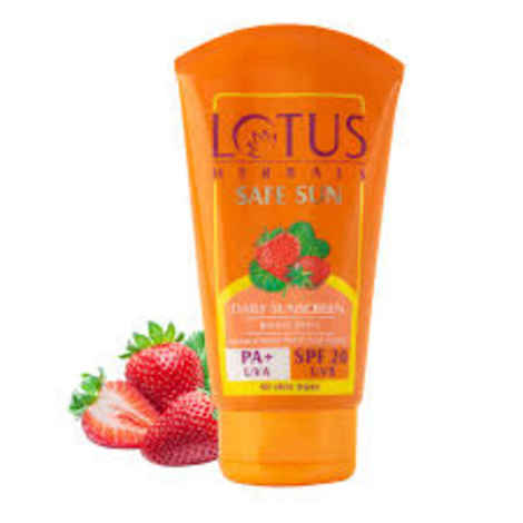 Lotus Herbals Safe Sun Sunscreen Cream - Berry | SPF 20 | PA+ | Sweat & Waterproof | Non-Greasy | 50 gm