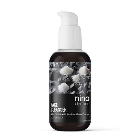 Nina Dorrada Charcoal & Niacinamide Face Wash - 1% Kojic Acid Cleanser for Greasy and Oily Skin | Sulphate-Free 120 ml