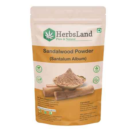 Herbsland Pure Sandalwood Powder - 100% Natural For Glowing Skin & Aromatic Care | 100 gm