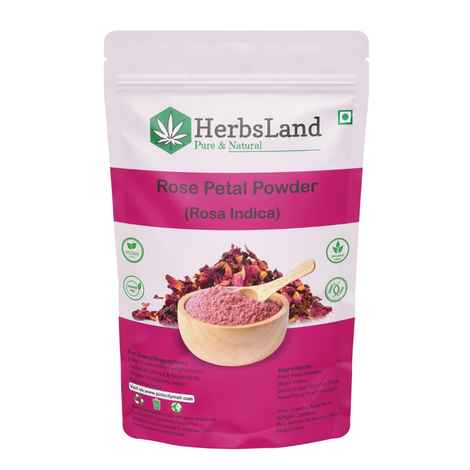 Herbsland Pure Rose Petal Powder - Natural Skin Toner & Brightening Face Pack | Organic Skincare | Anti-Aging | 100 gm