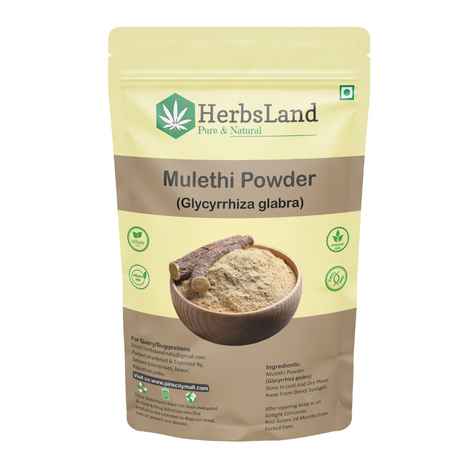 Herbsland Pure Mulethi Powder - Natural Skin Brightening & Detox | Herbal Face Pack | Licorice Extract | 100 gm