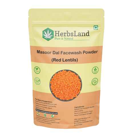 Herbsland Masoor Dal Face Pack Powder - Natural Skin Brightening & Glow | Ayurvedic Face Pack | Red Lentil Powder | 200 gm