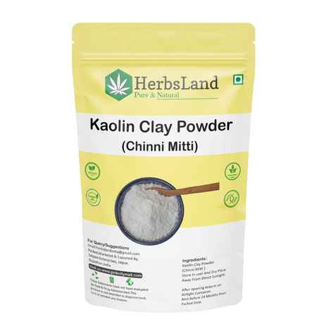 Herbsland Kaolin Clay Powder - Soothing & Exfoliating For Clear Skin | Oil Control & Acne Treatment | 100 gm