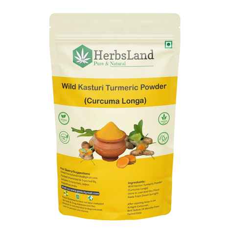 Herbsland Wild Turmeric Powder - Skin Whitening, Anti-Aging & Healing Properties | Natural Remedy For Glowing Skin & Acne Treatment | Ayurvedic Face Pack | Organic Herbal Powder |100 gm