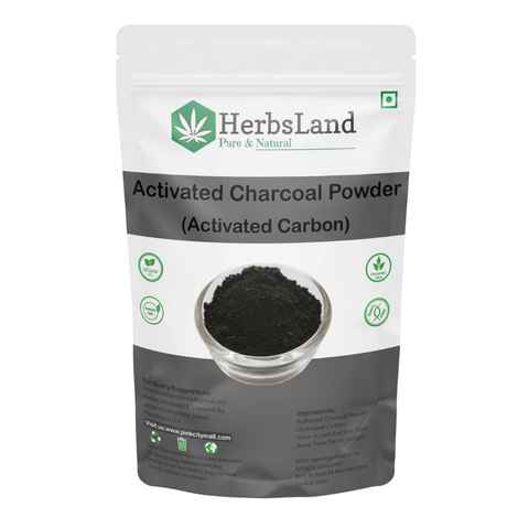 Herbsland Activated Charcoal Powder - Deep Cleansing, Blackhead Removal & Skin Purification | Organic Skincare |100 gm