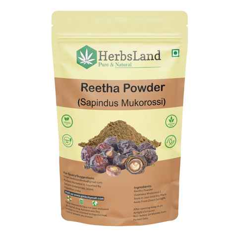 Herbsland Pure Reetha Powder - Natural Remedy For Dandruff, Scalp Care & Shiny Hair | Herbal Hair Cleanser | 100 gm