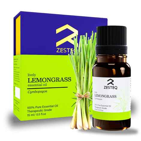 Zesteq Undiluted Organic Lemongrass Essential Oil (15 ml) | Clinically Tested | Uplifts Mood, Relieves Stress, Natural Deodorizer | Certified Organic