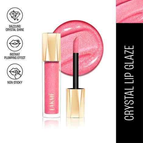 Lakme Glitterati Lip Glaze 203 Hot Pink Cosmo - For fuller, hydrated lips with crystal shine - 5 ml