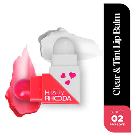 Hilary Rhoda Clear & Tint Lip Balm | Infused with Aloe Vera & Shea Butter | Hydrates & Nourishes Lips | 2 Sided Lip Balm | Glides on lips Smoothly - (2.27 gm*2 =4.54 gm)(Pink Love - Shade 02)